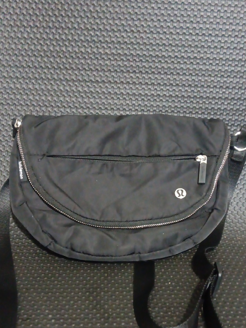 lululemon athletica Black Nylon Sling Bag with Reflective Trim